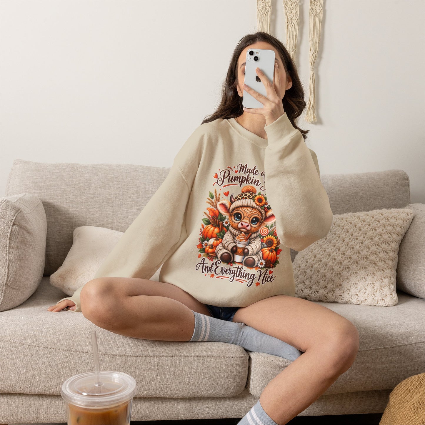 Pumpkin Spice Kitty Sweatshirt - Fall Cat Graphic "Make it Pumpkin Spice and Everything Nice"
