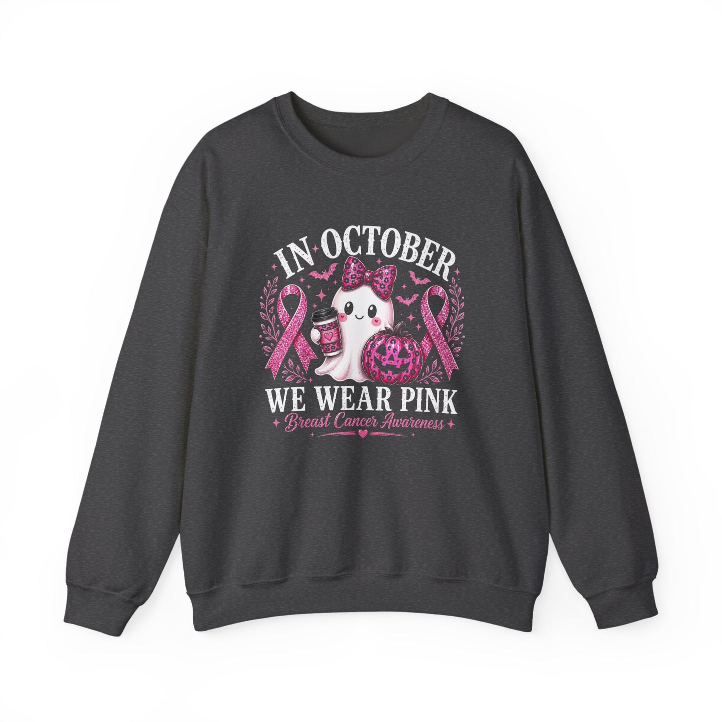 Breast Cancer Awareness Sweatshirt — "In October We Wear Pink" Cute Unicorn Design