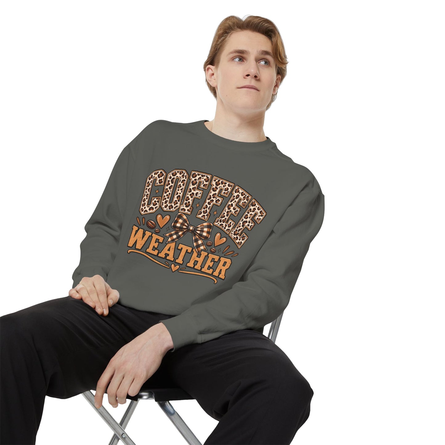Coffee Weather Sweatshirt | Leopard Print, Hearts, Cozy Fall Tee