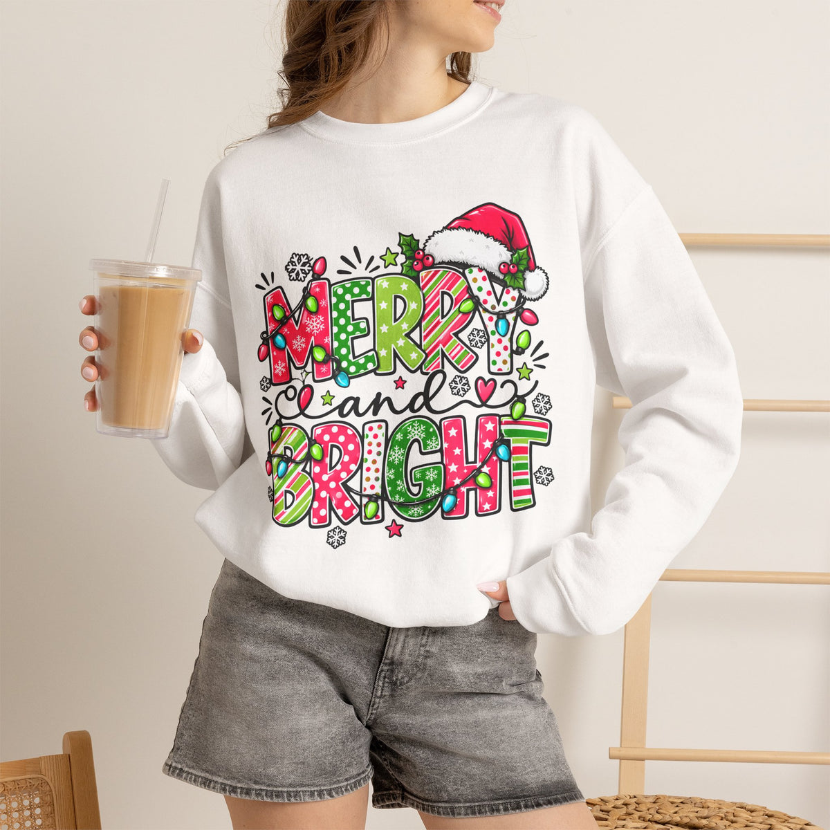 Merry and Bright Christmas Crewneck Sweatshirt
