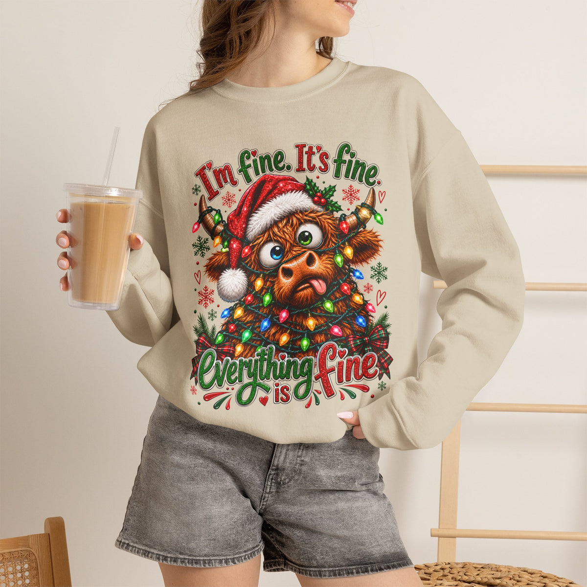 I’m Fine It’s Fine Everything Is Fine Sloth Christmas Sweatshirt