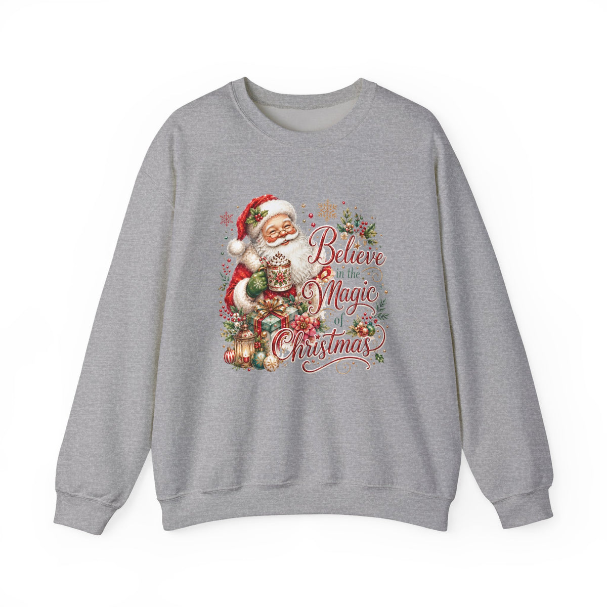 Believe in the Magic of Christmas Sweatshirt | Vintage Santa Christmas Crewneck for Women