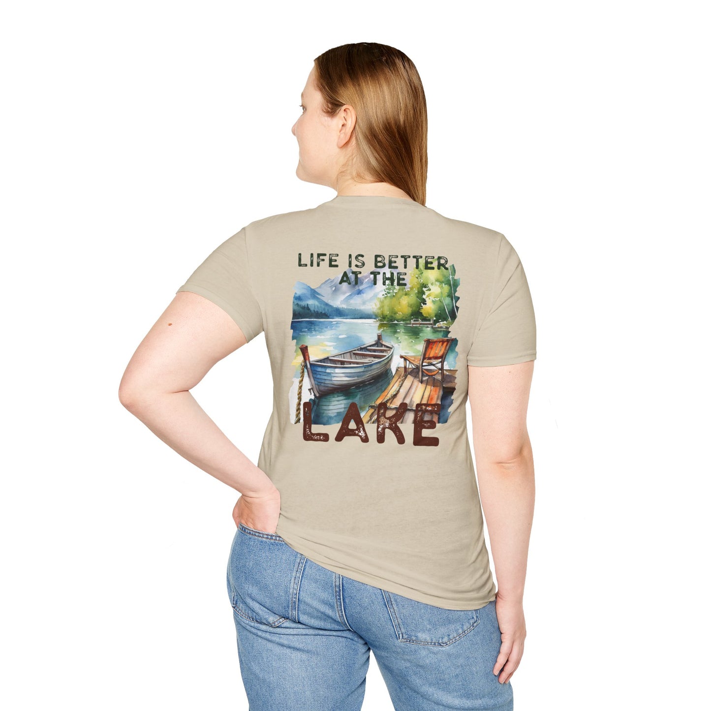 Lake Life T-Shirt — "Life Is Better at the Lake" Boat, Dock & Rocking Chair Design
