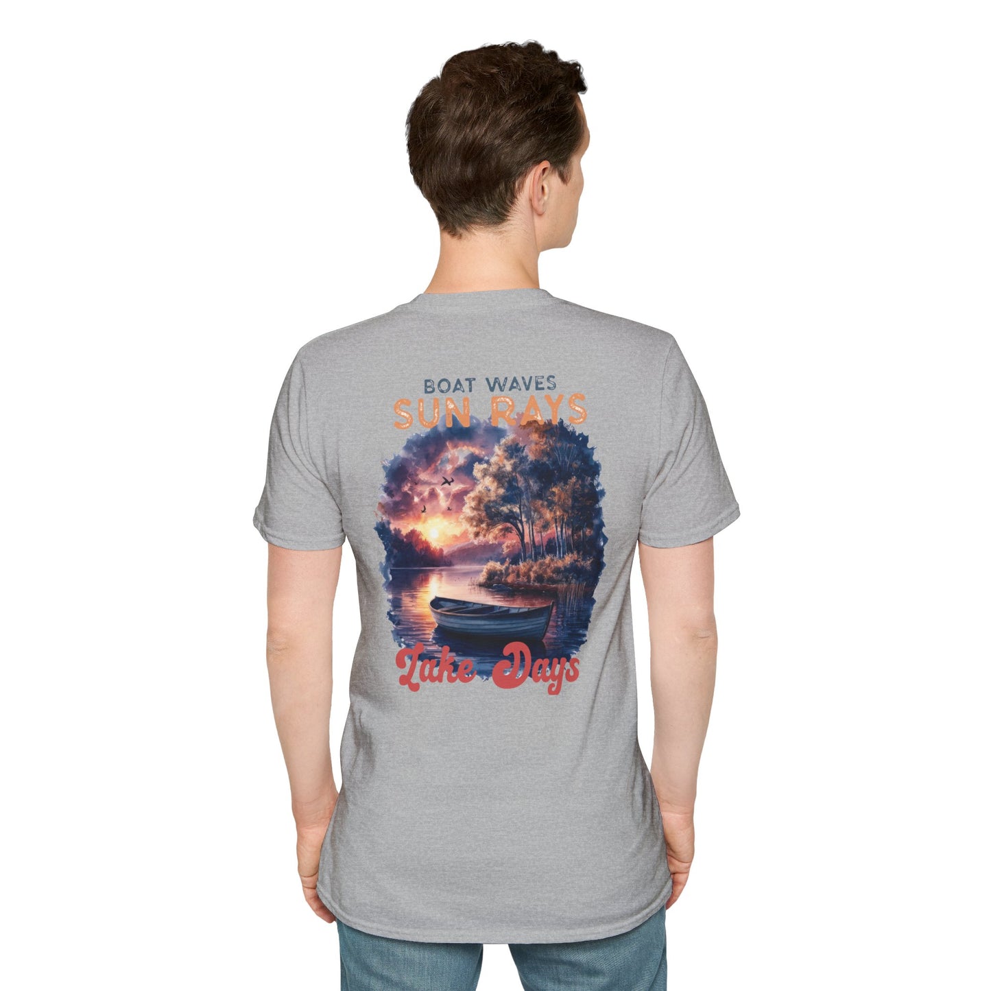 Lake Days Sunset Boat T-Shirt — Boat, Waves & Sun Rays