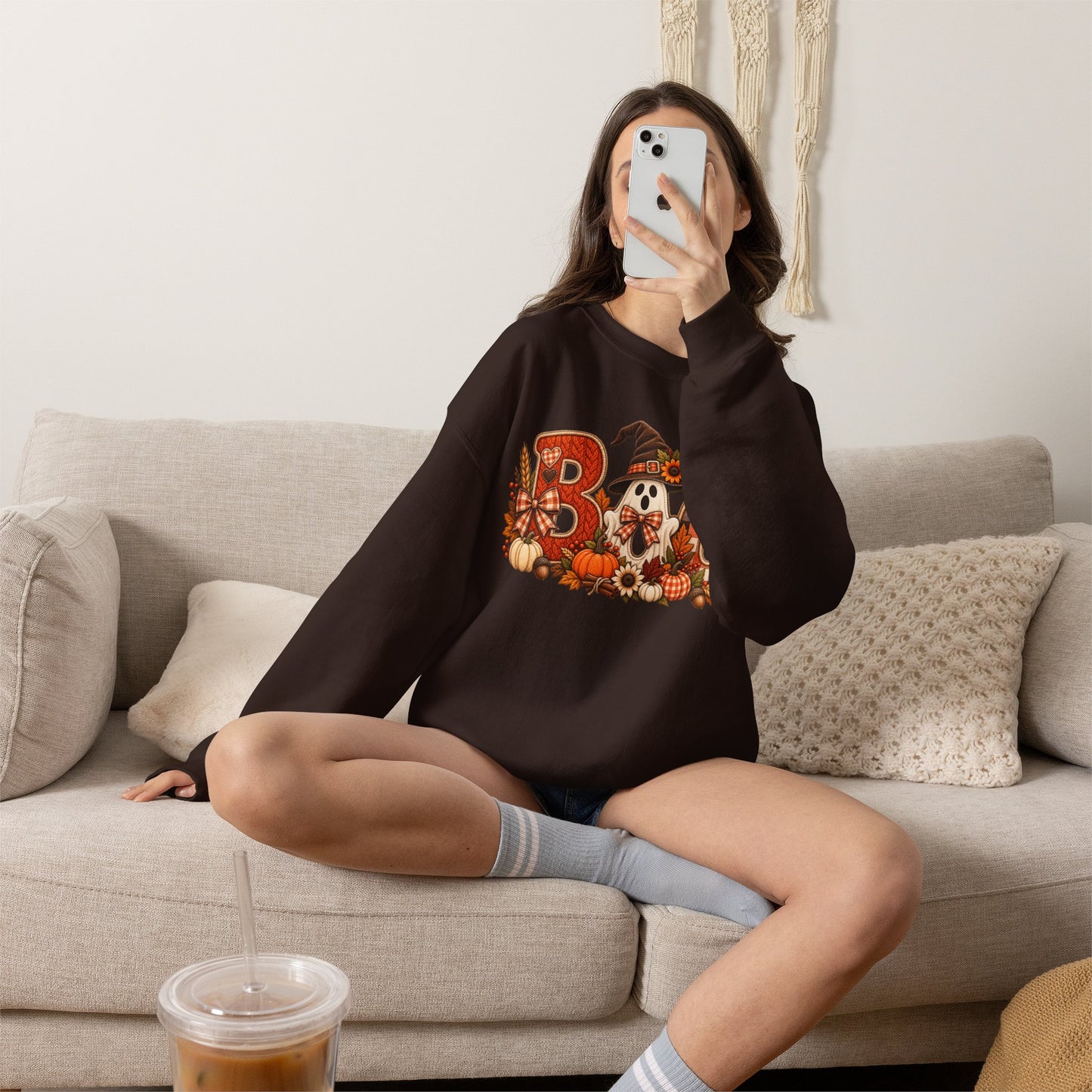 Halloween 'Boo' Crewneck Sweatshirt — Cute Autumn Ghost Pumpkin Design
