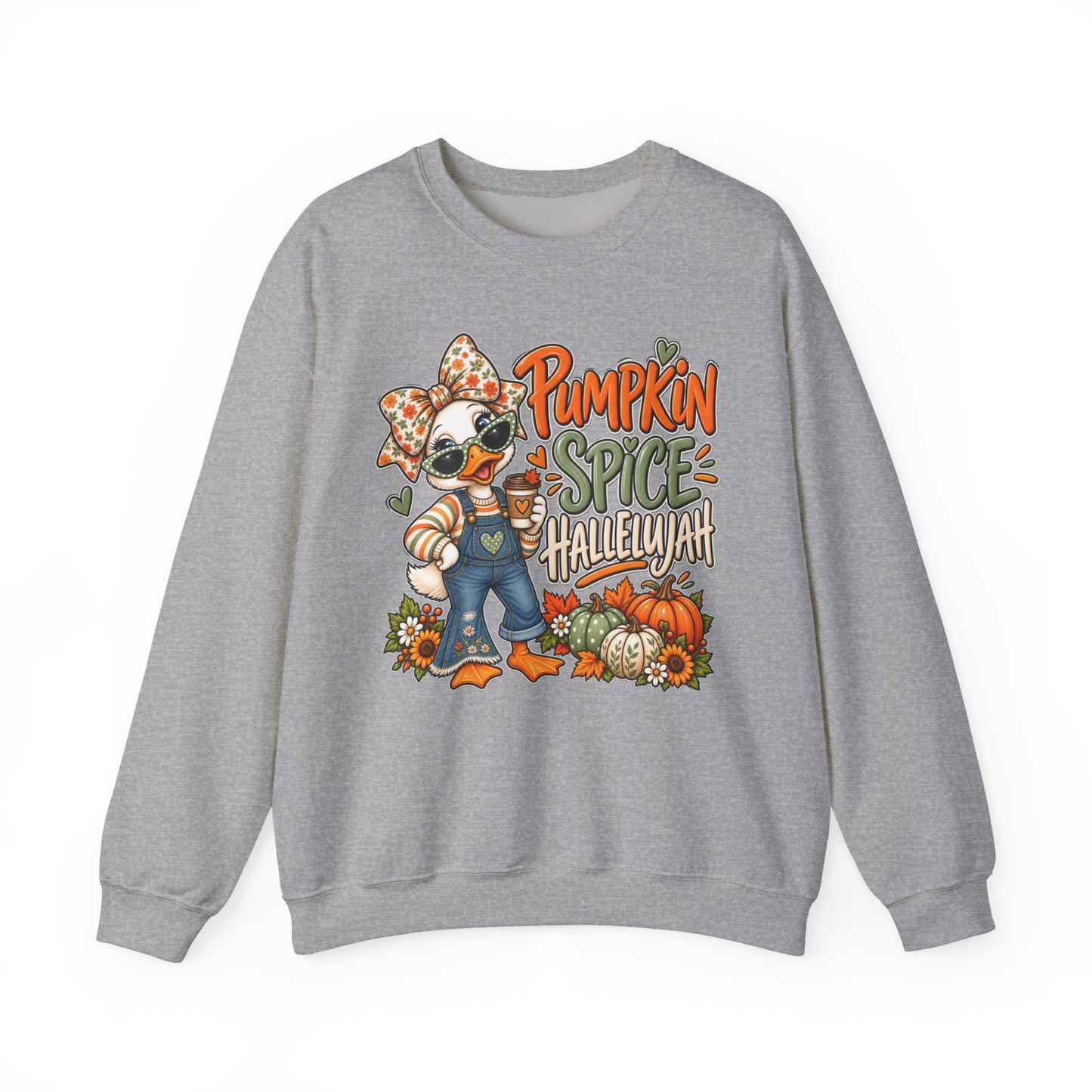 Pumpkin Spice Hallelujah Sweatshirt — Cute Fall Duck Graphic