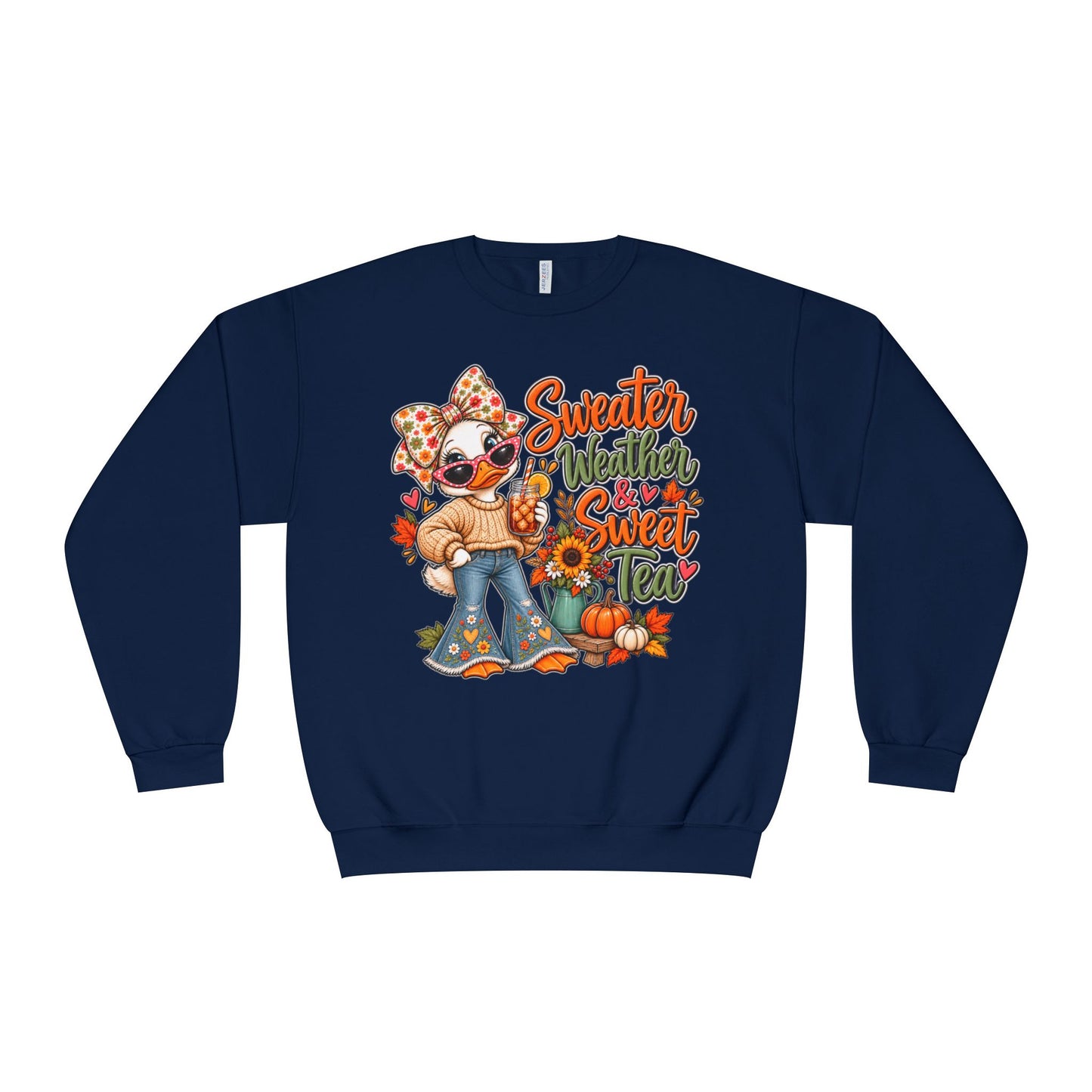 Fall Sweater Weather Crewneck Sweatshirt – Cute Pumpkin & Sunflower Graphic