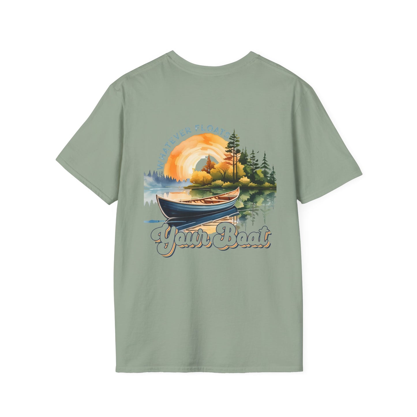 Boat Graphic T-Shirt — 'Whatever Floats Your Boat' Vintage Lake Sunset Tee
