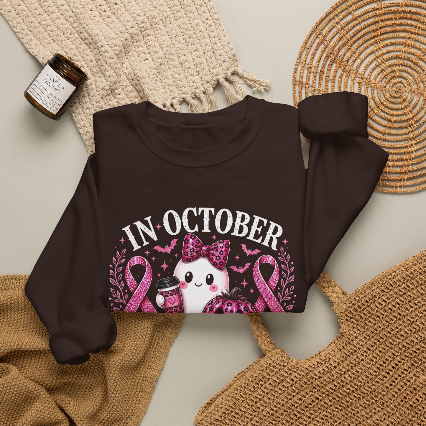 Breast Cancer Awareness Sweatshirt — "In October We Wear Pink" Cute Unicorn Design