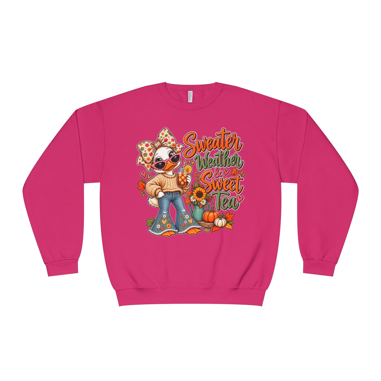 Fall Sweater Weather Crewneck Sweatshirt – Cute Pumpkin & Sunflower Graphic