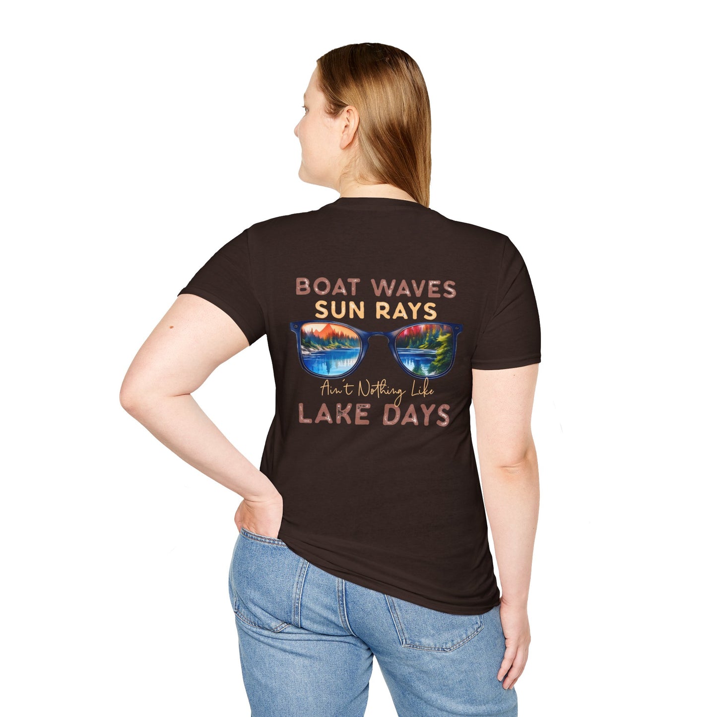 Lake View Sunglasses Tee — Boat, Waves & Sun Rays T-Shirt