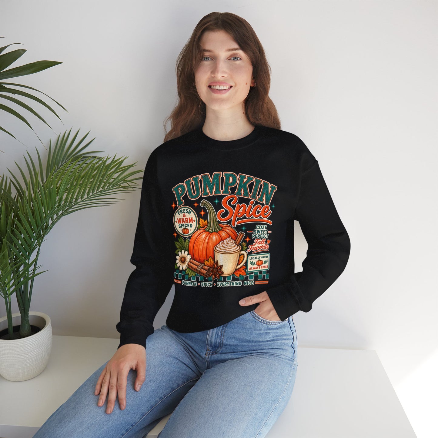 Pumpkin Spice Fall Sweatshirt — Cozy Pumpkin Latte Autumn Graphic