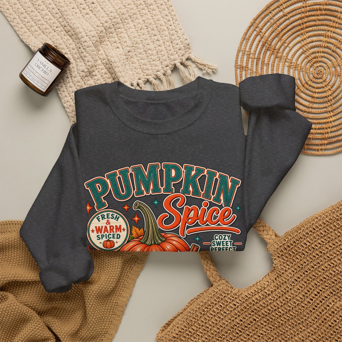 Pumpkin Spice Fall Sweatshirt — Cozy Pumpkin Latte Autumn Graphic