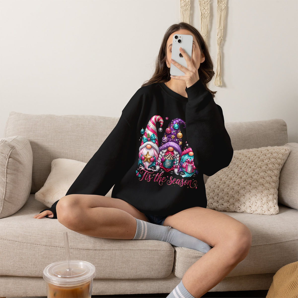 Christmas Gnome Sweatshirt - 'Tis the Season Holiday Crewneck