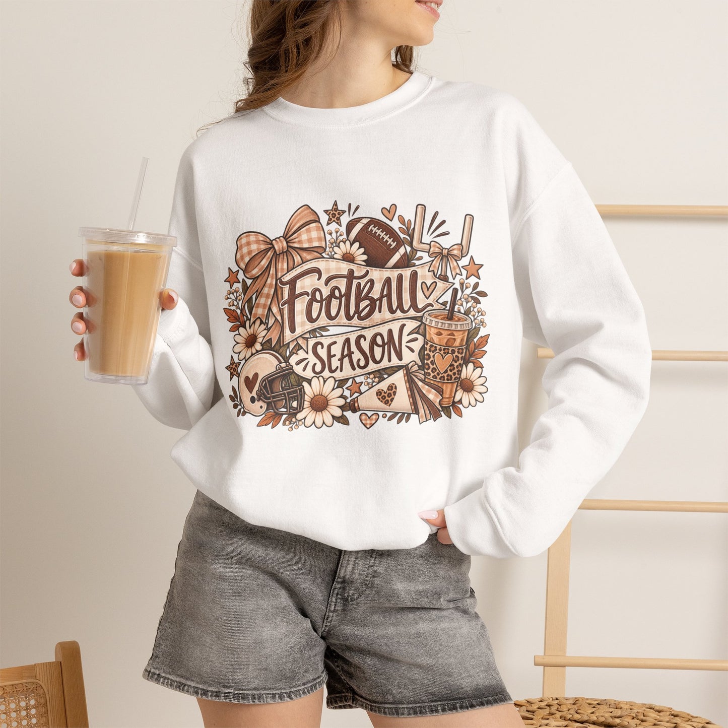 Football Season Crewneck Sweatshirt — Autumn Tailgate Graphic