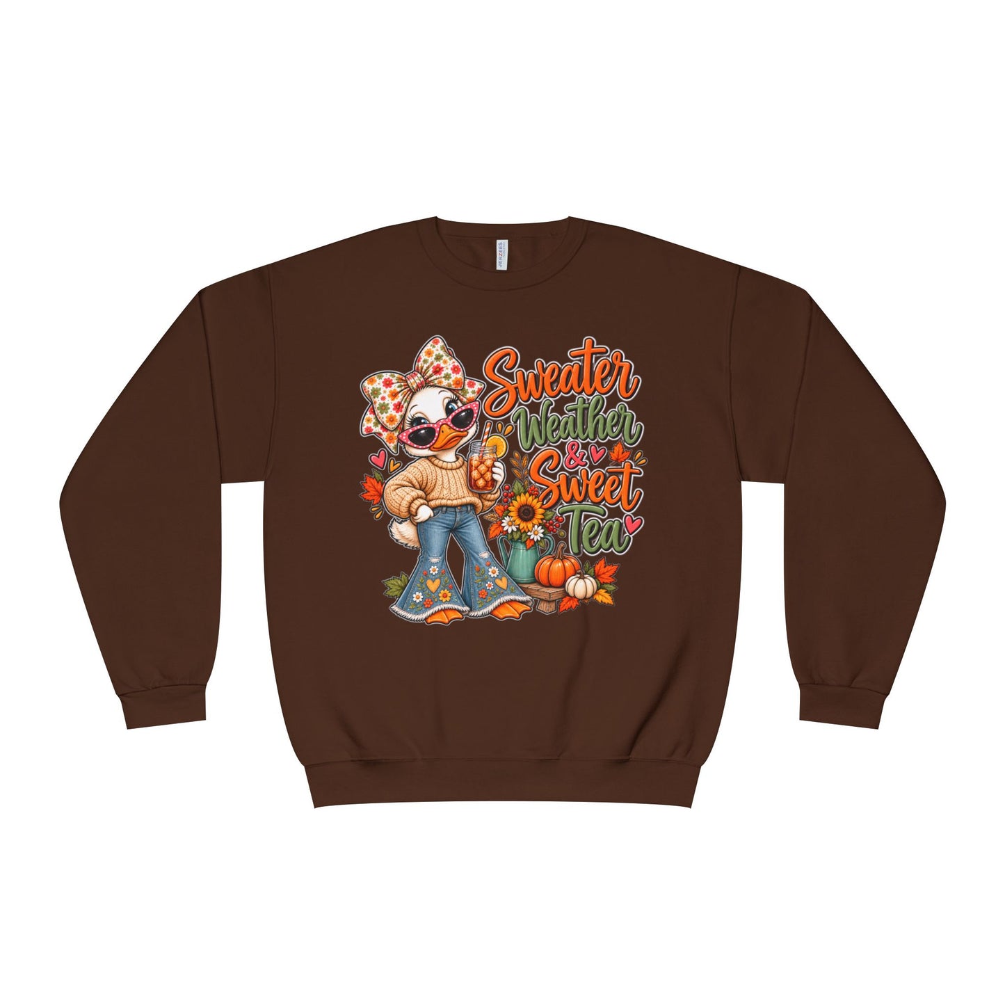Fall Sweater Weather Crewneck Sweatshirt – Cute Pumpkin & Sunflower Graphic