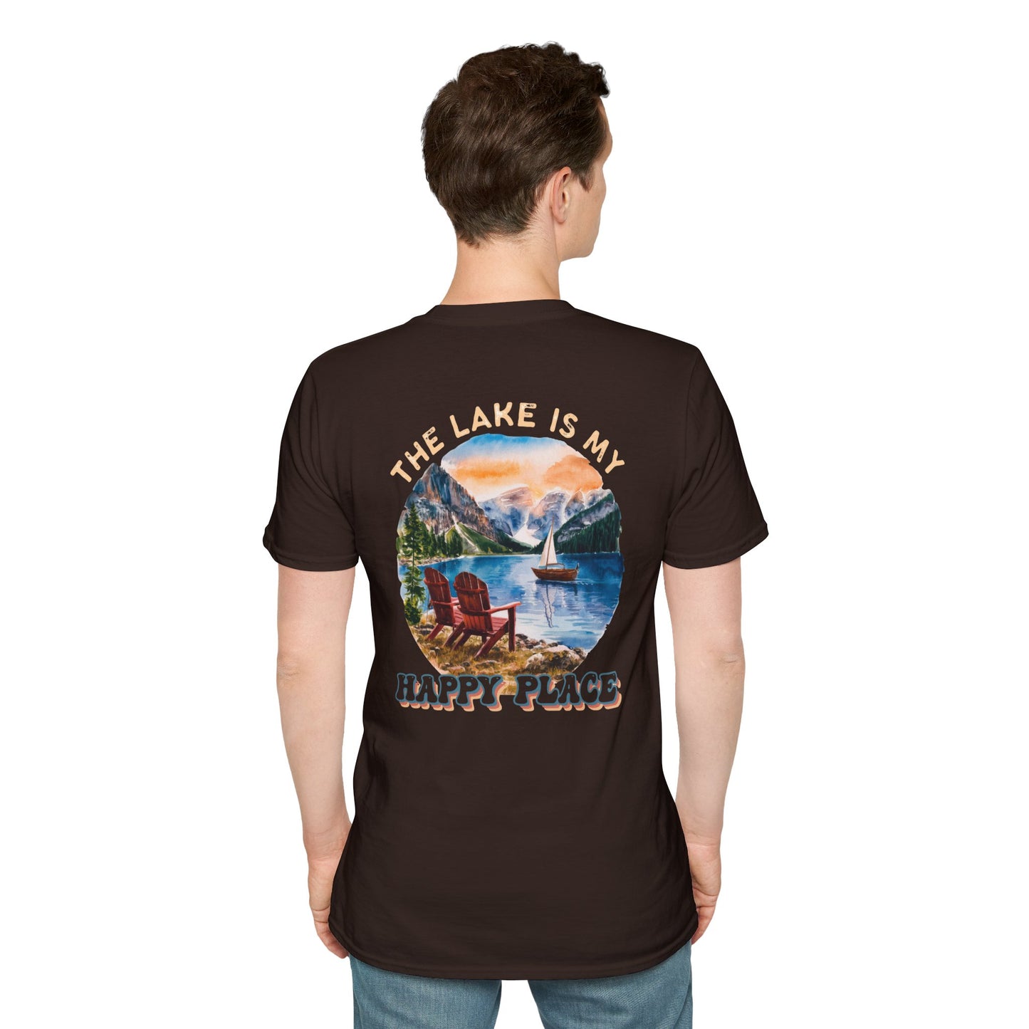 The Lake Is My Happy Place T-Shirt — Colorful Lake View Tee