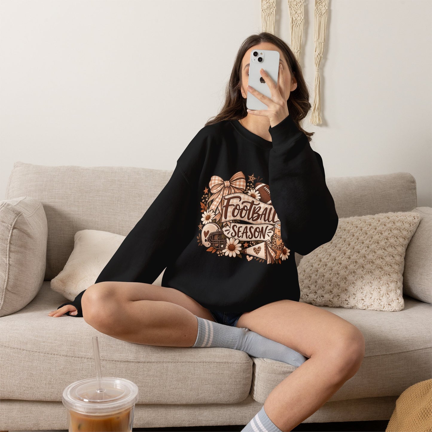 Football Season Crewneck Sweatshirt — Autumn Tailgate Graphic