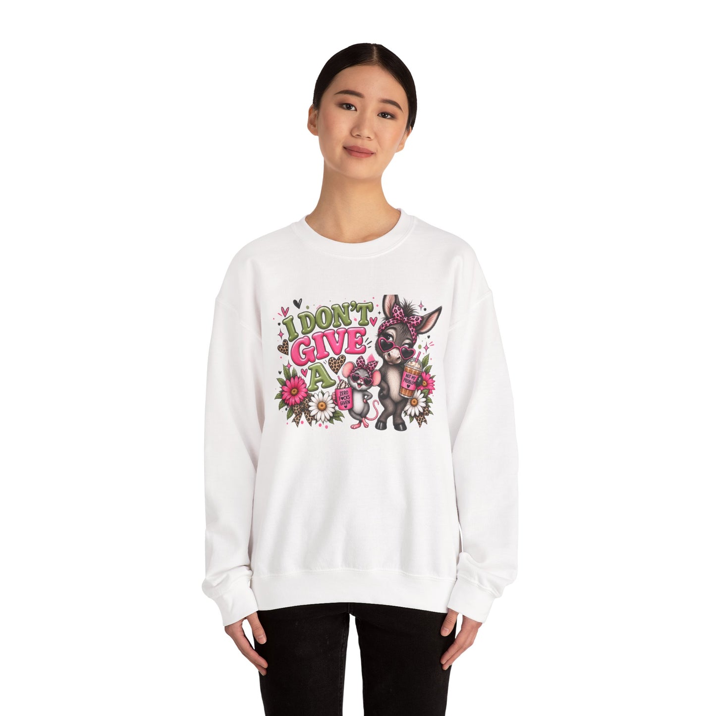 Cute Don’t Give A — Mouse & Donkey Graphic Sweatshirt