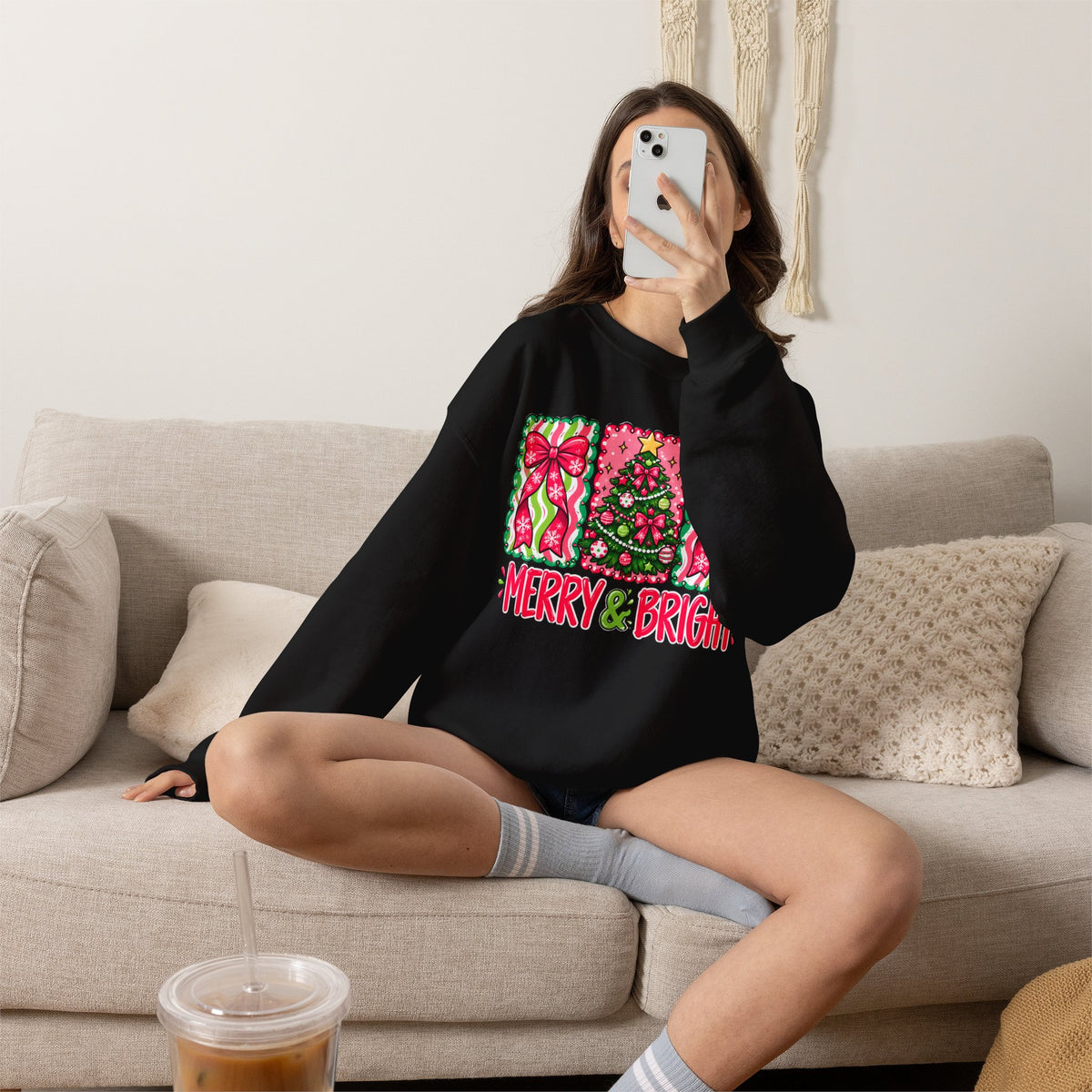 Merry & Bright Christmas Crewneck Sweatshirt