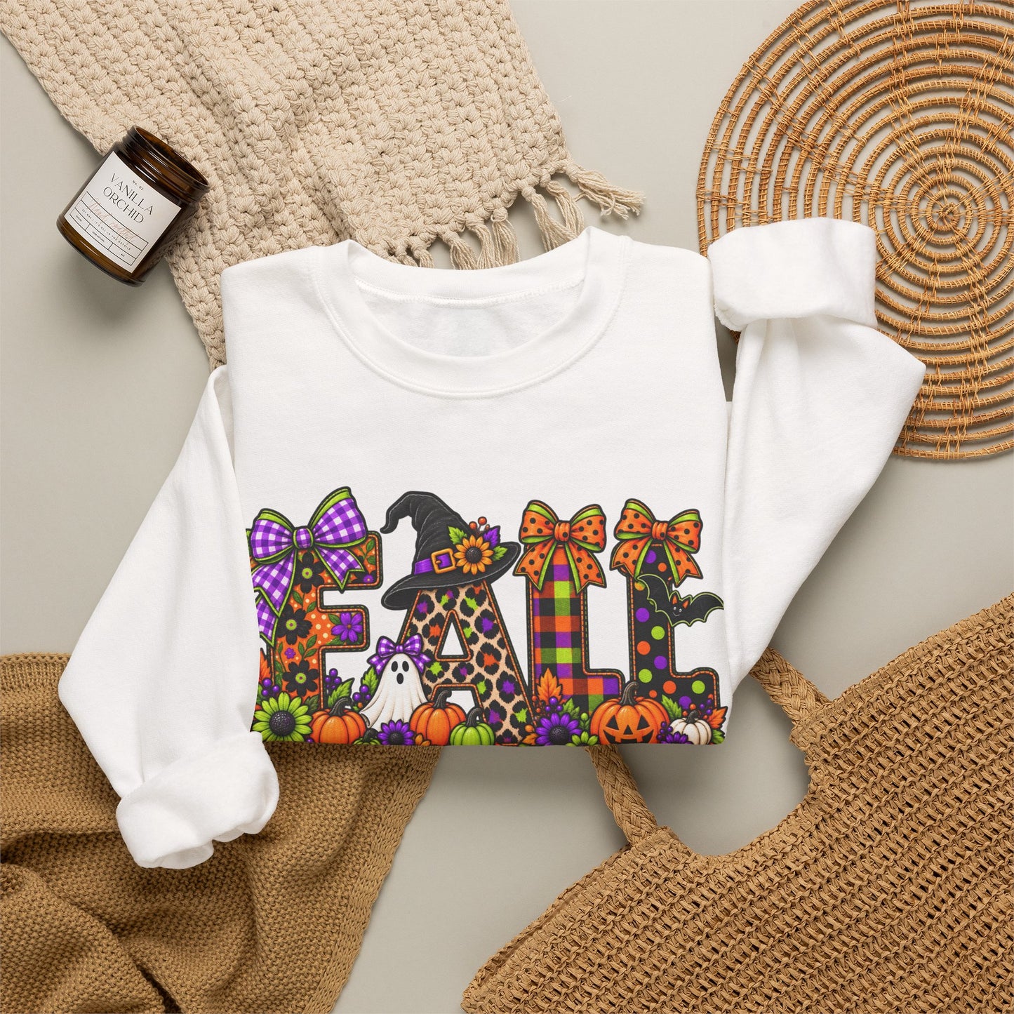 Halloween Fall Crewneck Sweatshirt — Cute Spooky Fall Graphic