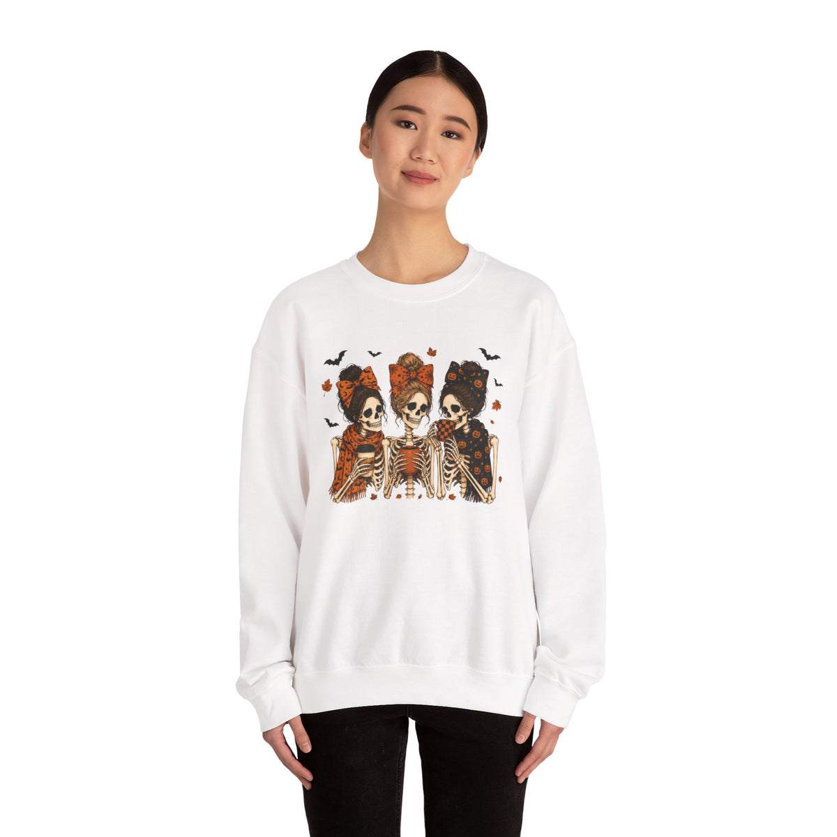 Skeleton Sisters Crewneck Sweatshirt — Halloween Day of the Dead Gothic Graphic