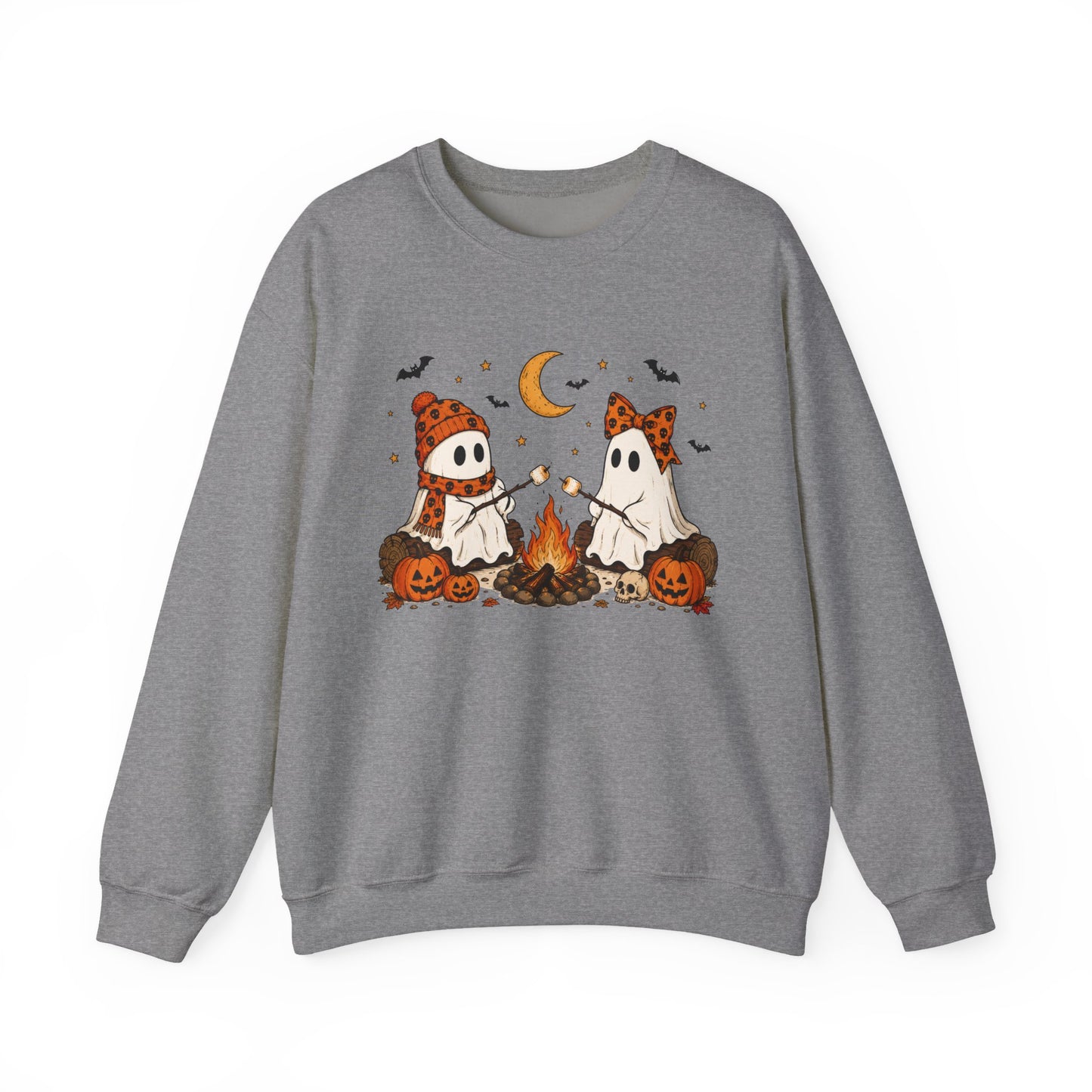 Halloween Ghost Campfire Sweatshirt – Cute Spooky Pumpkin Graphic Crewneck