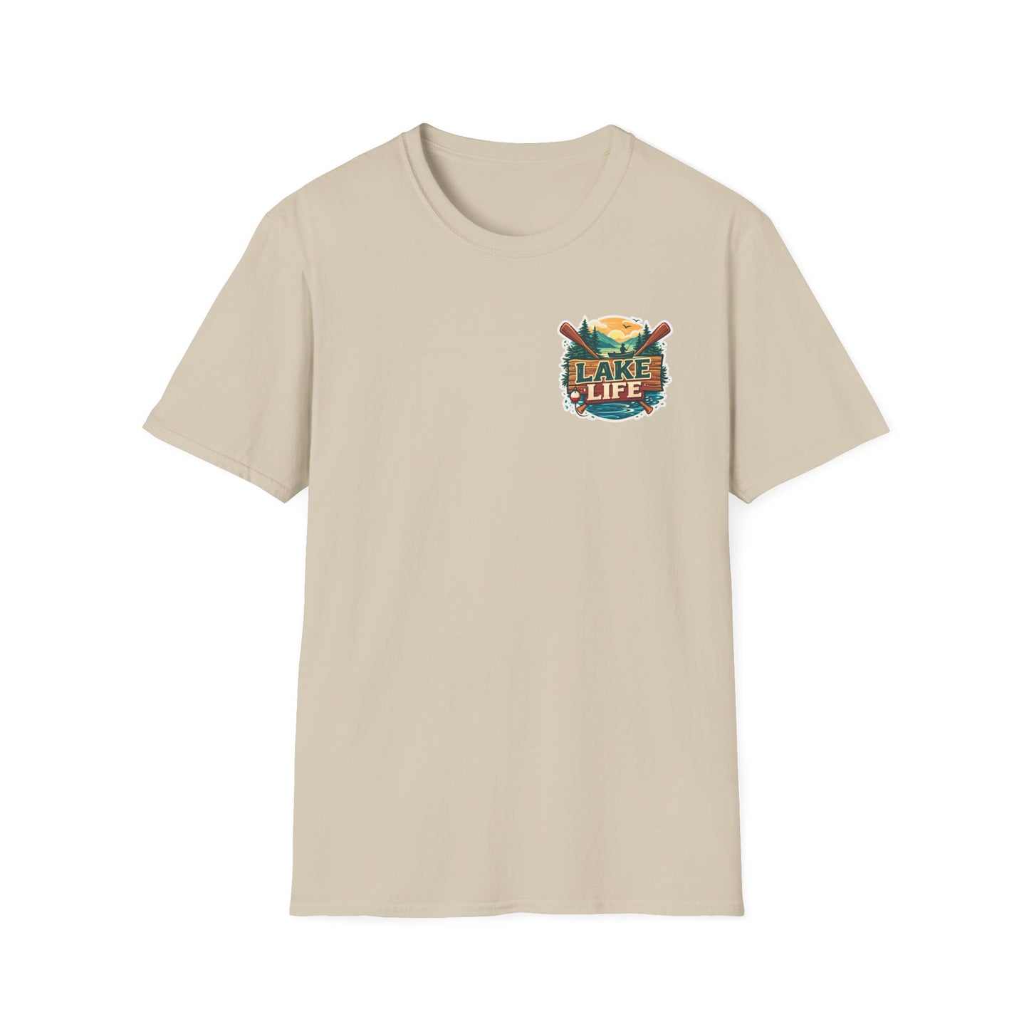 Lake Life T-Shirt — "Life Is Better at the Lake" Boat, Dock & Rocking Chair Design
