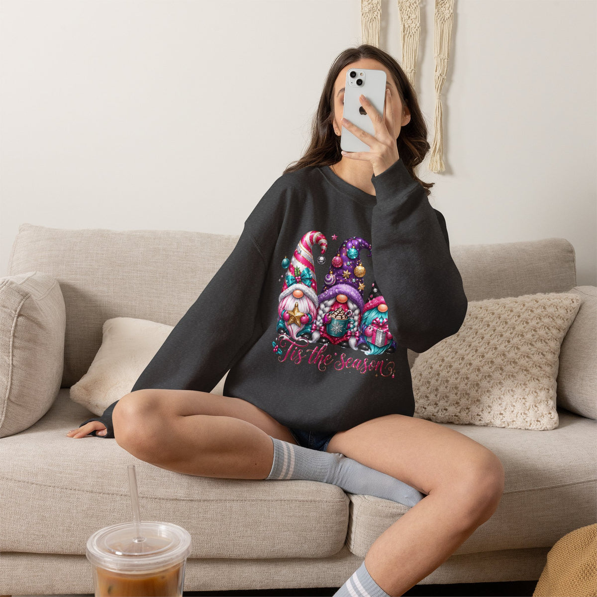 Christmas Gnome Sweatshirt - 'Tis the Season Holiday Crewneck