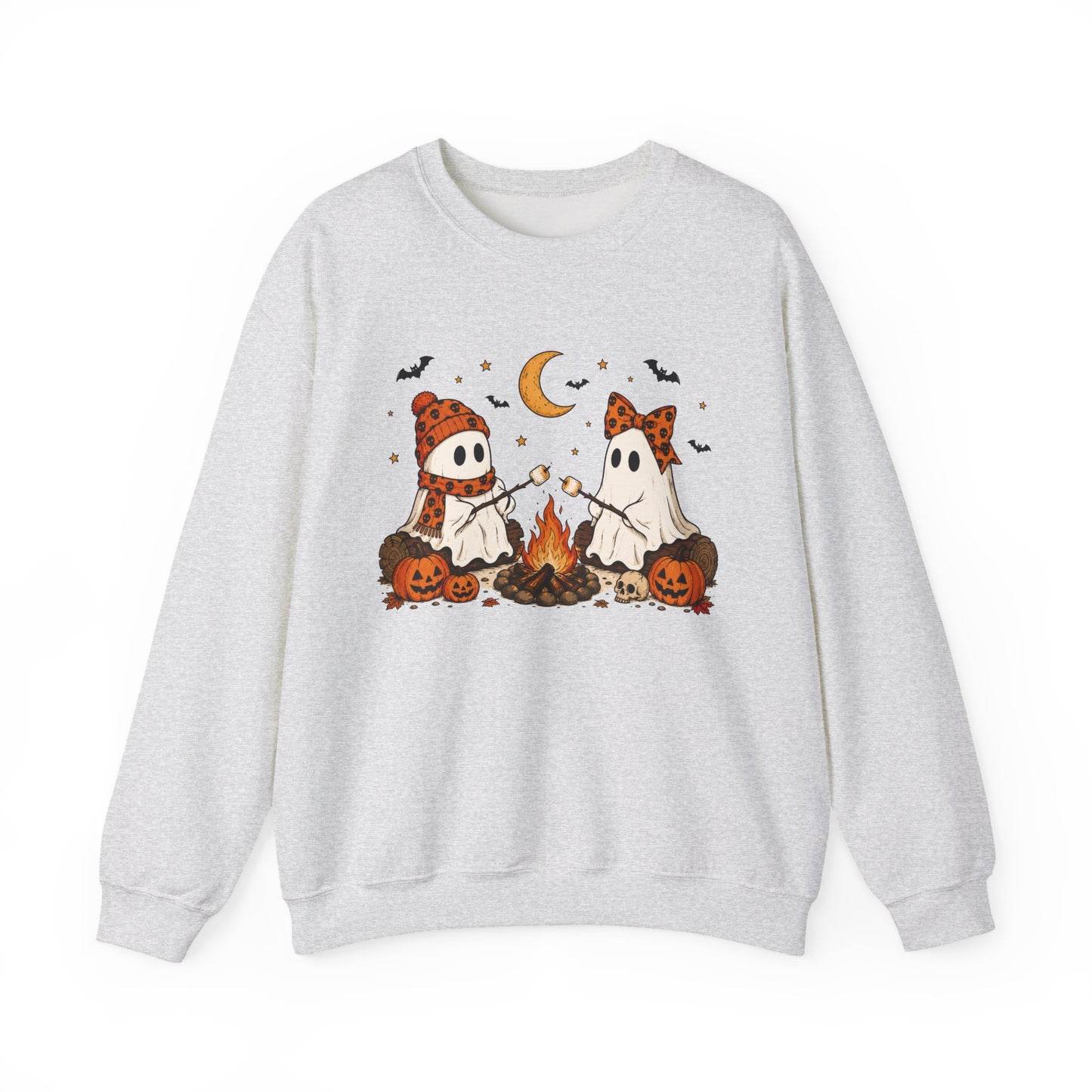 Halloween Ghost Campfire Sweatshirt – Cute Spooky Pumpkin Graphic Crewneck
