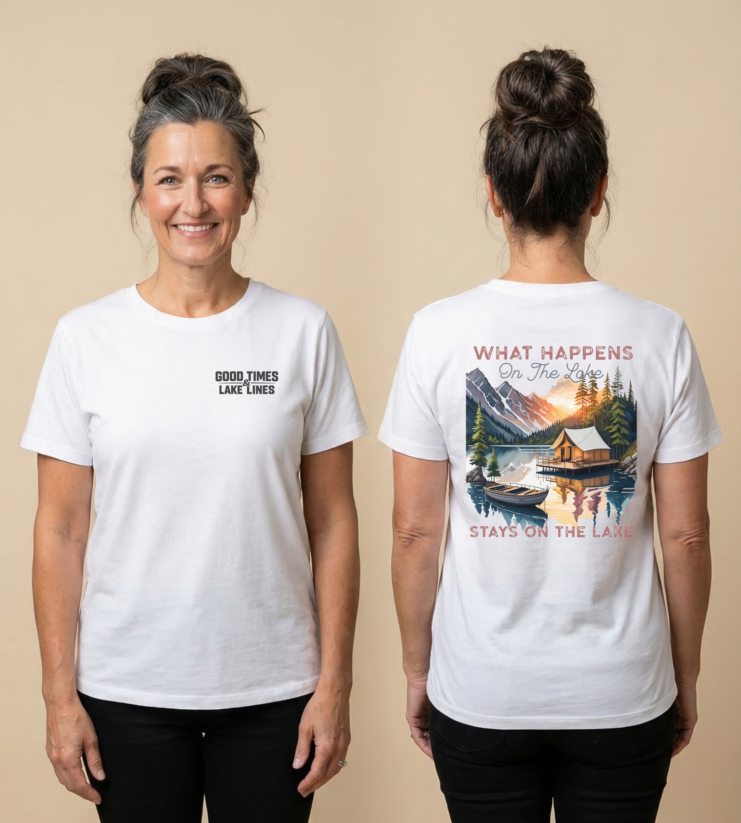 What Happens at the Lake Stays at the Lake T-Shirt — Funny Lake Life Tee for Boat Days & Getaways