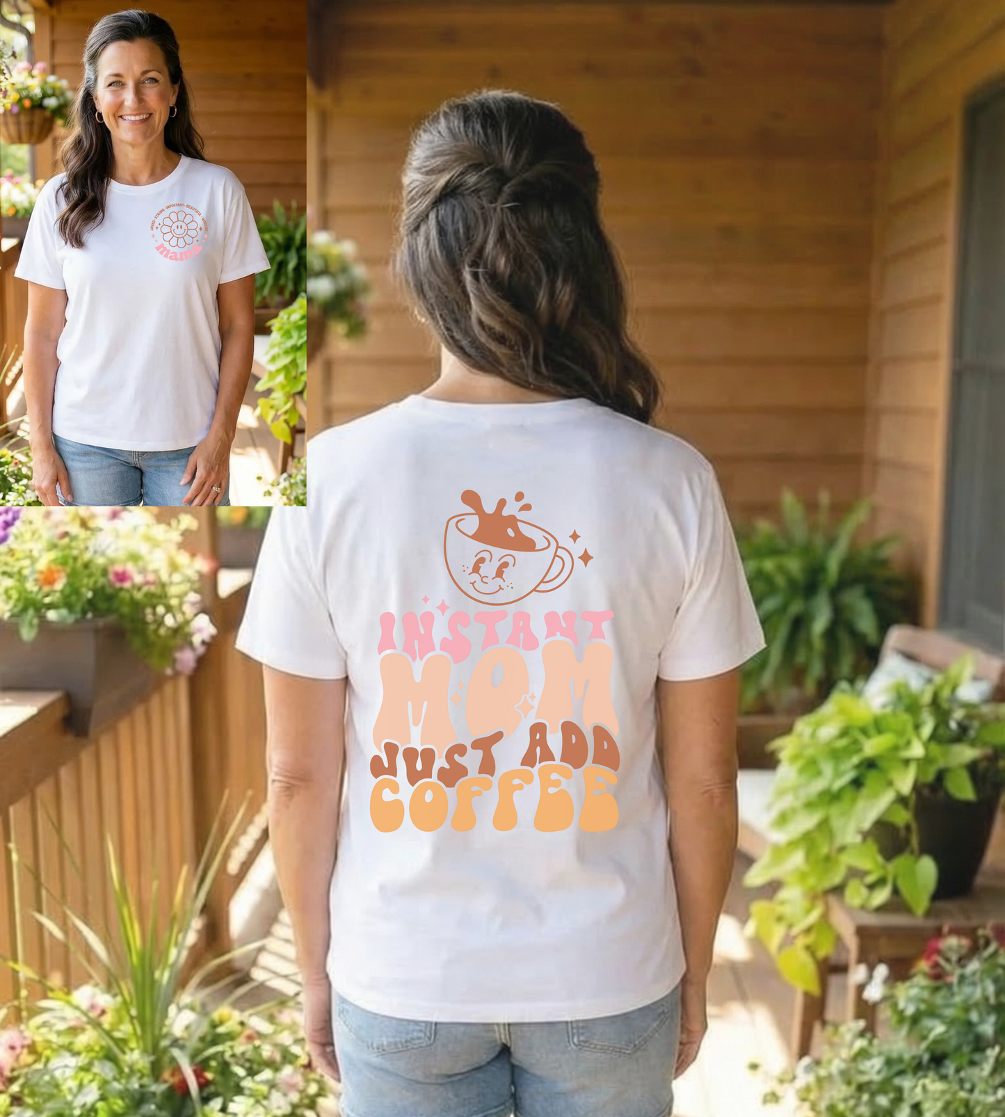 Coffee Mom T-Shirt — "Instant Mom Just Add Coffee" Retro Graphic Tee