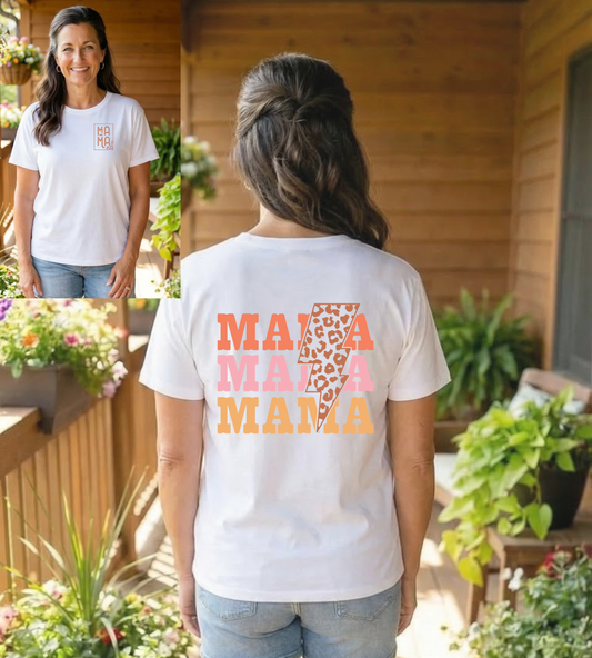 Mama Lightning Bolt Shirt, Retro Leopard Mama Tee, Trendy Mom Graphic Tee, Cool Mom Shirt, Gift for Mom, Neutral Aesthetic Tee