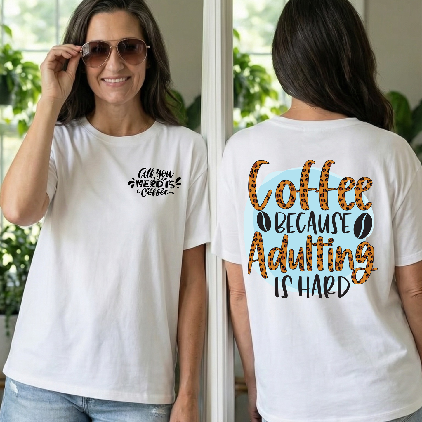 Coffee Because Adulting Is Hard Tee — Funny Coffee Quote T-Shirt