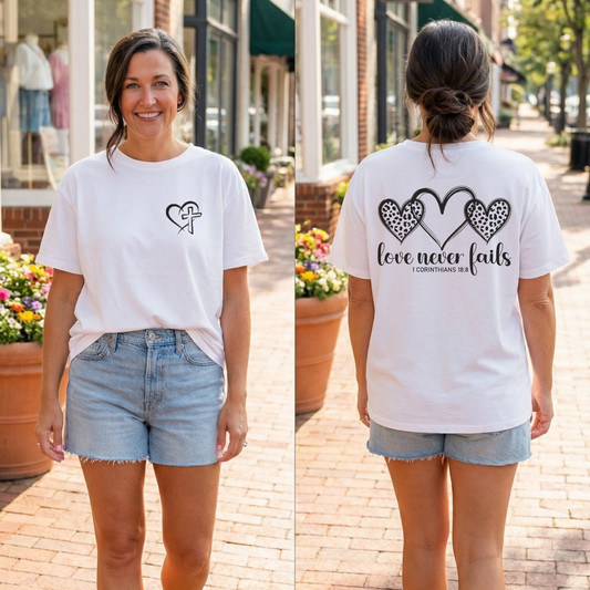 Faith Heart T-Shirt — Minimal Cross Heart Christian Tee