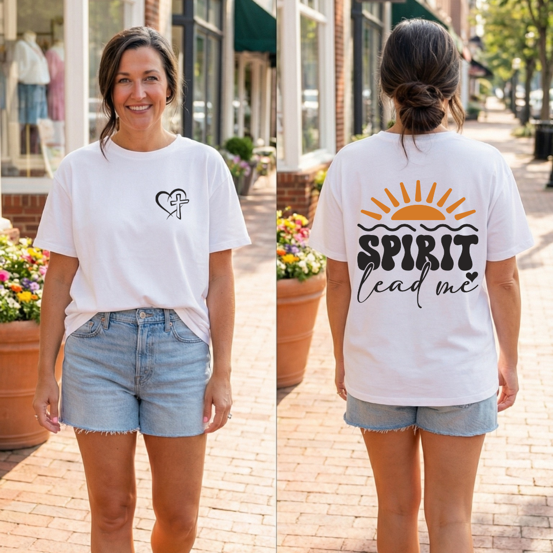 Spirit Lead Me T‑Shirt – Retro Sun Inspirational Faith Tee