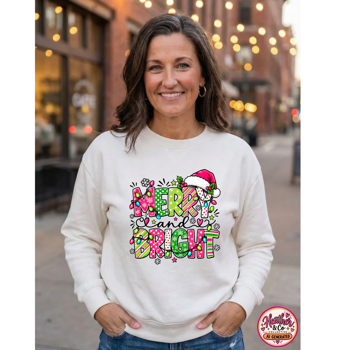 Merry and Bright Christmas Crewneck Sweatshirt