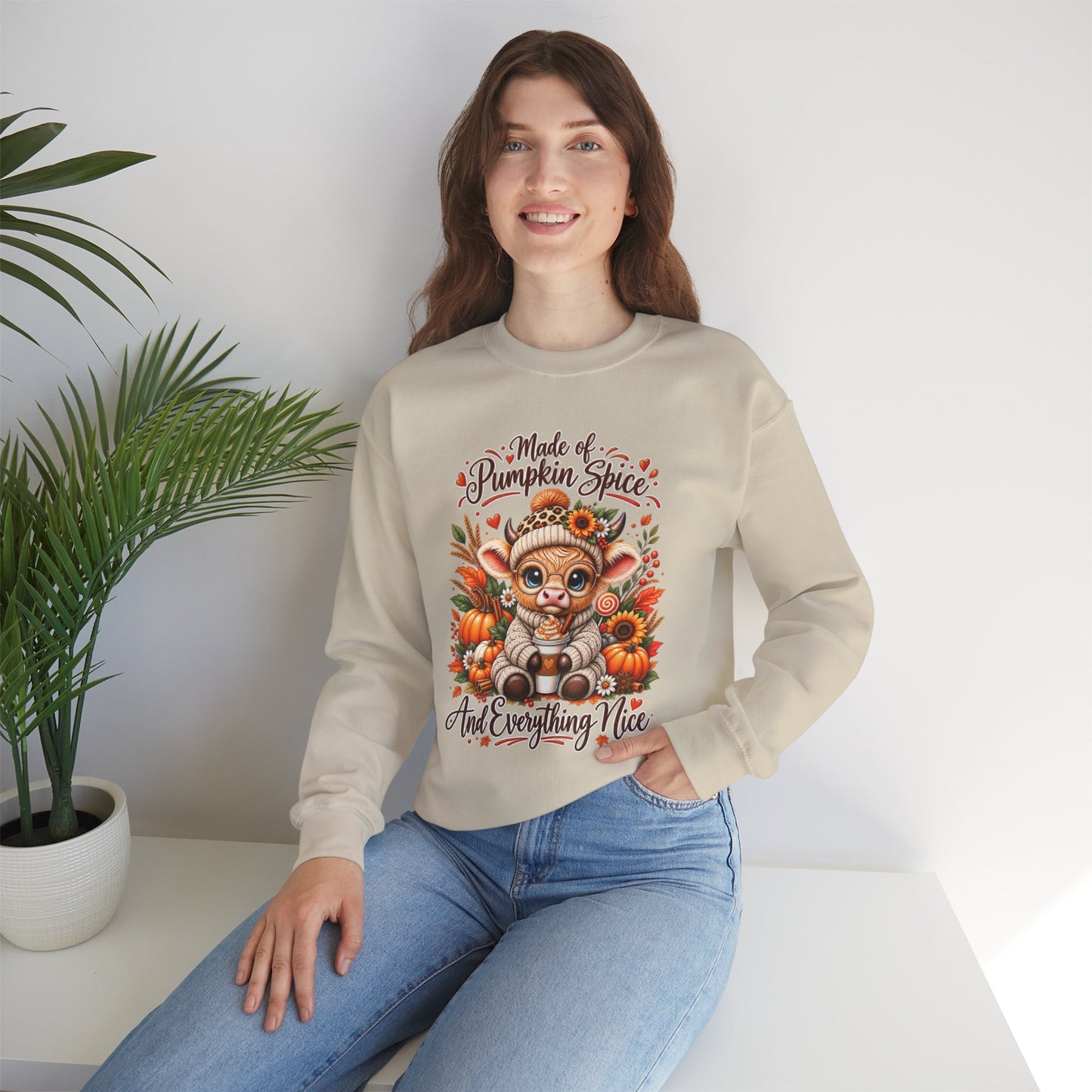 Pumpkin Spice Kitty Sweatshirt - Fall Cat Graphic "Make it Pumpkin Spice and Everything Nice"