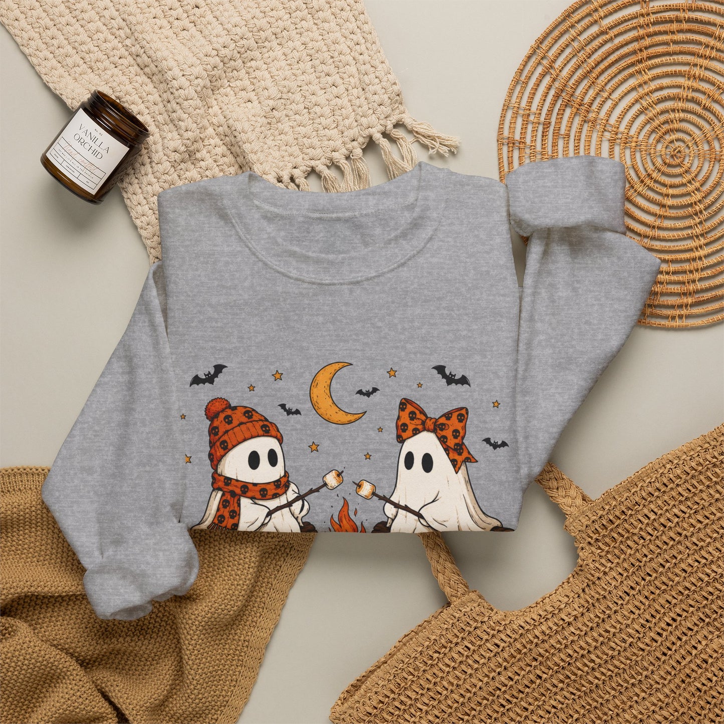 Halloween Ghost Campfire Sweatshirt – Cute Spooky Pumpkin Graphic Crewneck