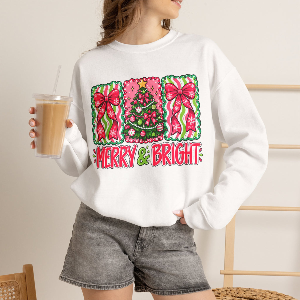 Merry & Bright Christmas Crewneck Sweatshirt