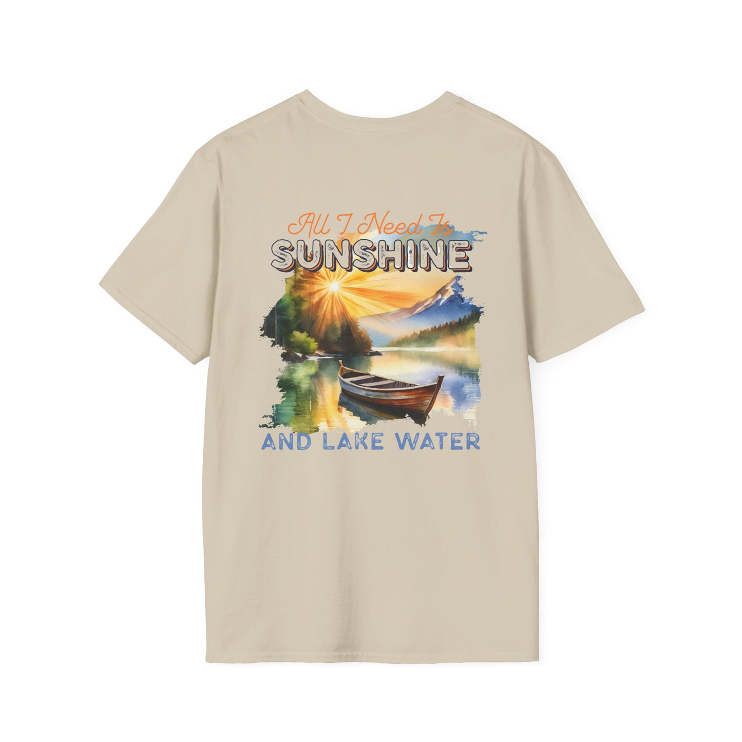 Sunshine & Lake Water Sunset T-Shirt — Boat on Lake View