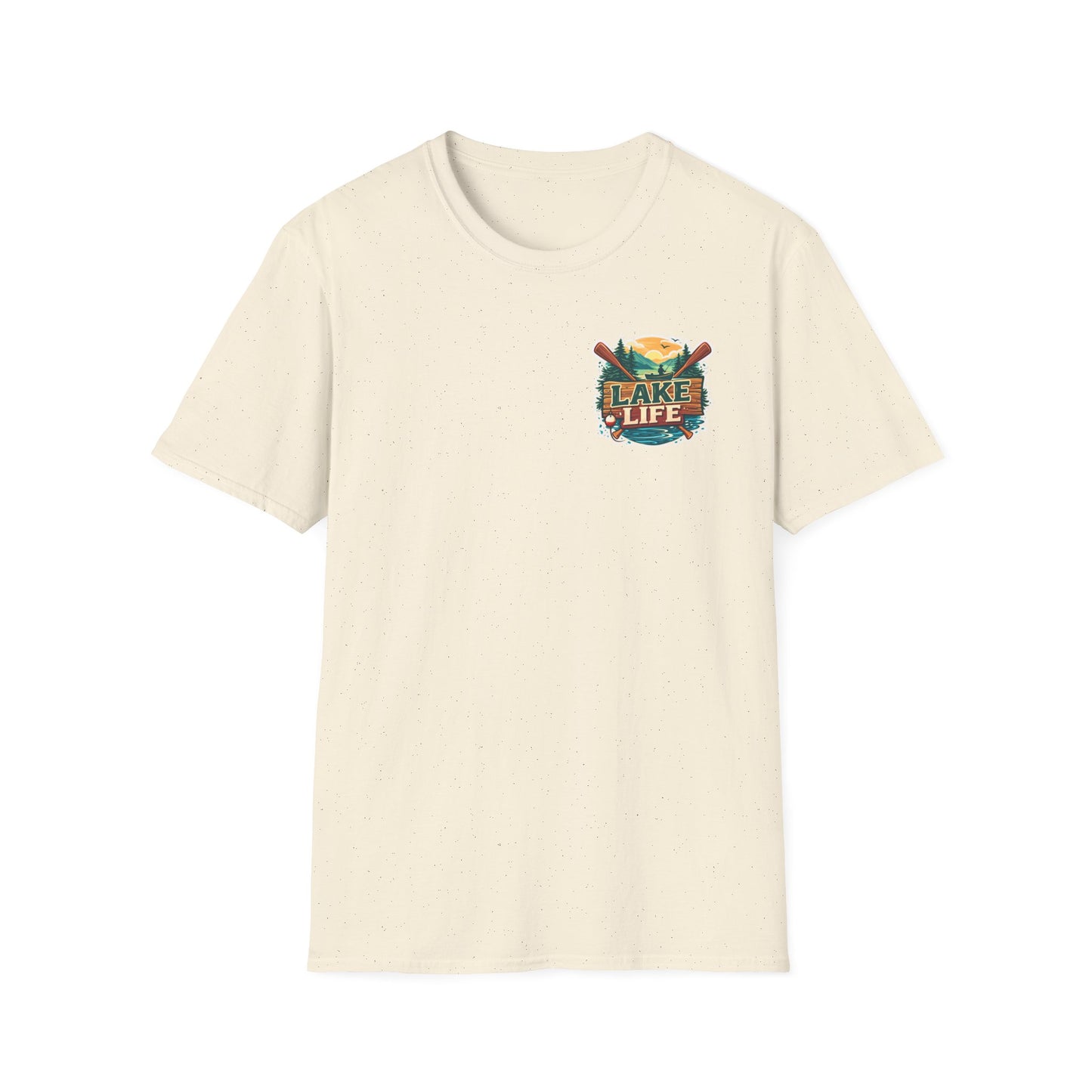 Lake Life T-Shirt — "Life Is Better at the Lake" Boat, Dock & Rocking Chair Design