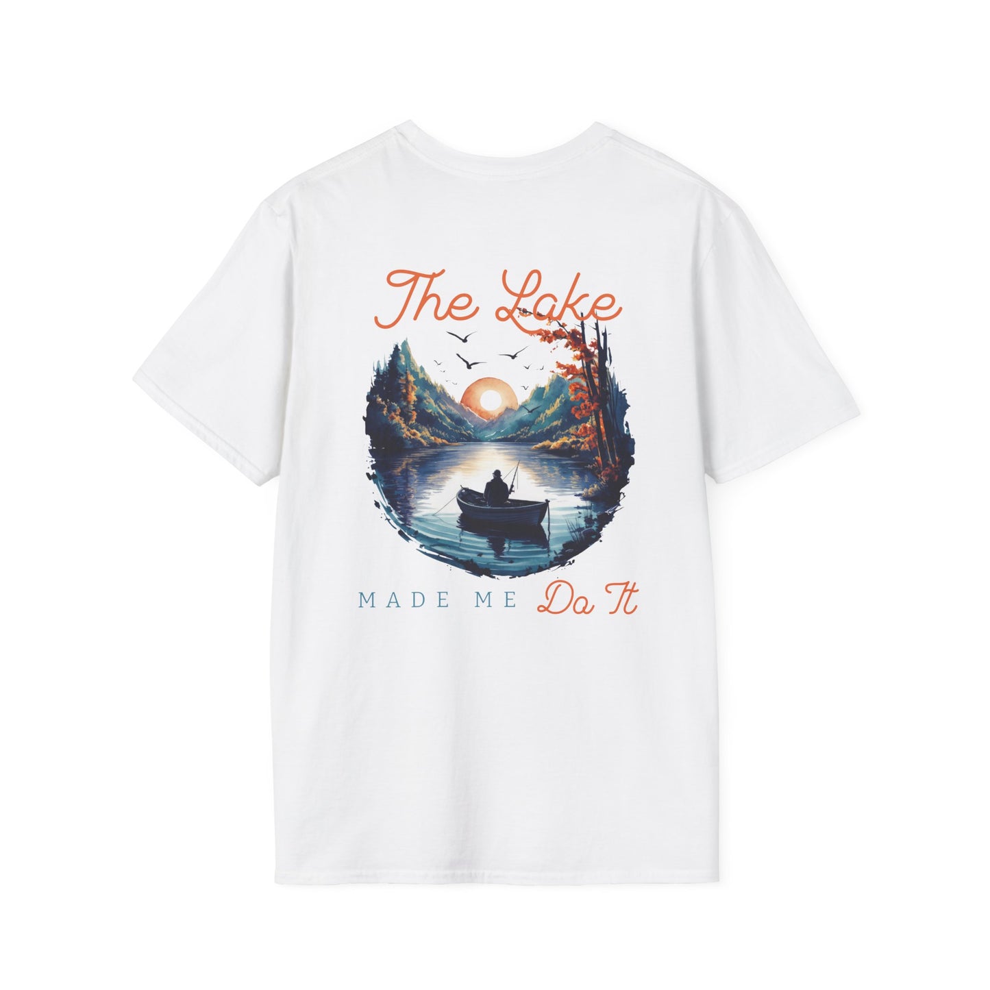 The Lake Made Me Do It Fishing Tee — Sunset Boat Graphic T-Shirt