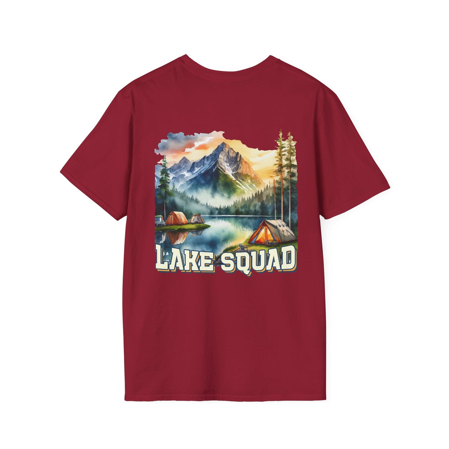 Lake Squad Camping T-Shirt — Scenic Mountain & Tent Outdoors Tee