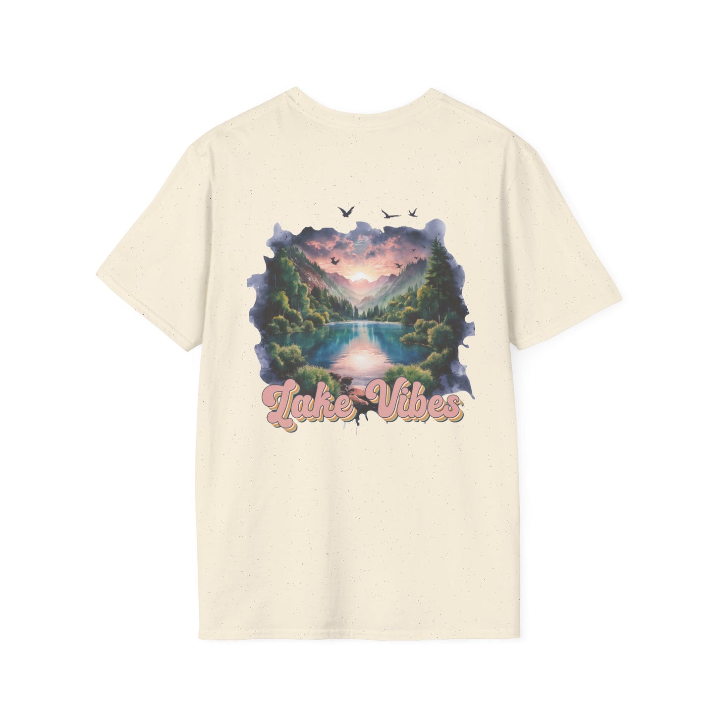 Lake Vibes T-Shirt — Pastel Scenic Watercolor Lake Tee