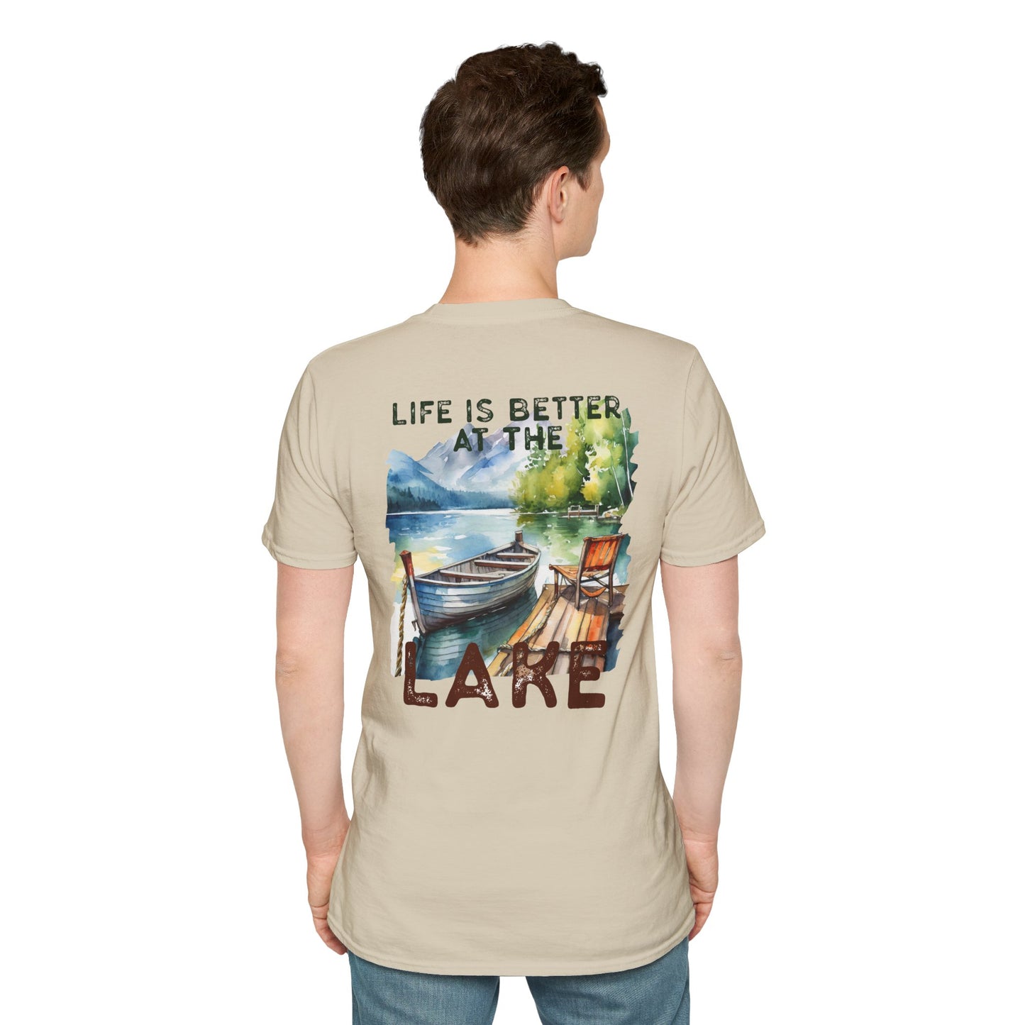 Lake Life T-Shirt — "Life Is Better at the Lake" Boat, Dock & Rocking Chair Design