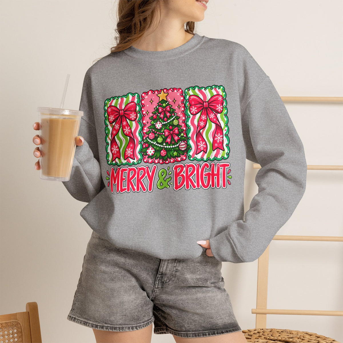 Merry & Bright Christmas Crewneck Sweatshirt