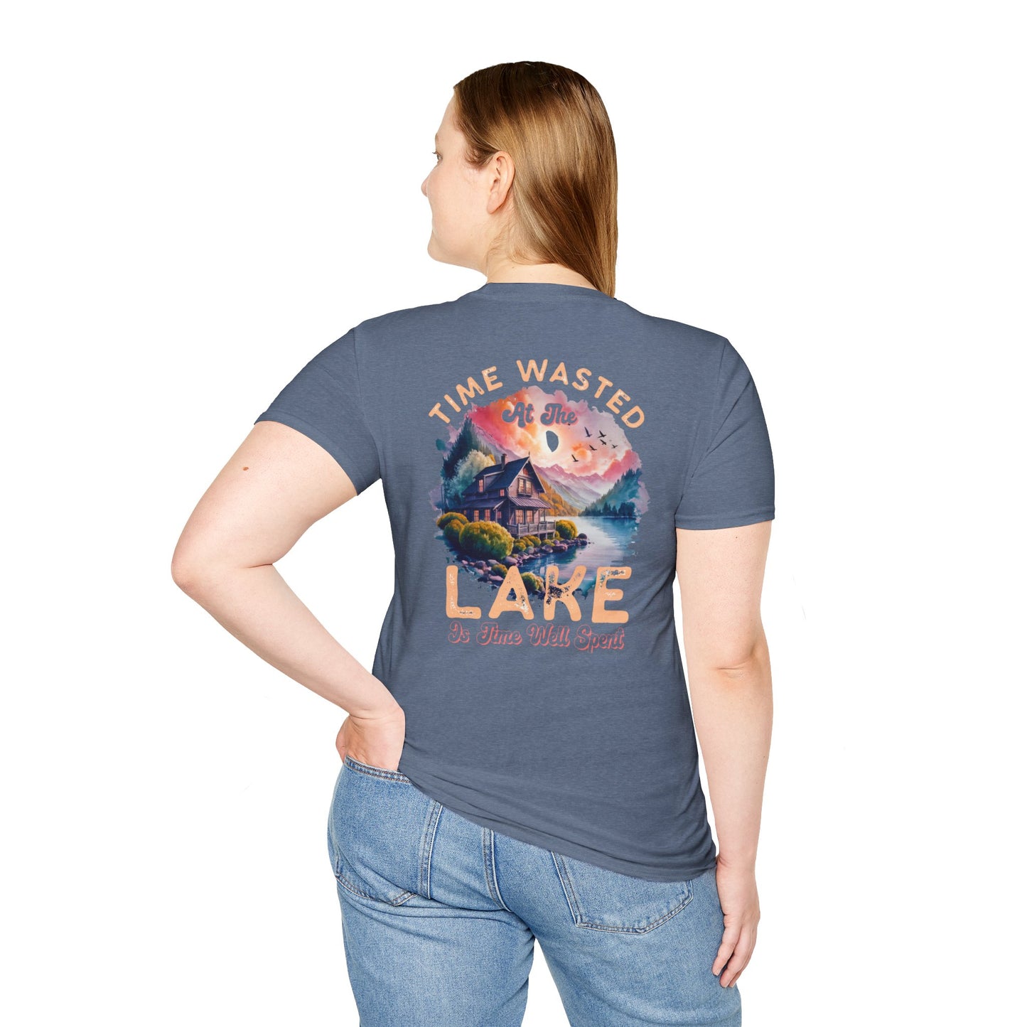 Lake Cabin T-Shirt — "Time Wasted at the Lake Is Time Well Spent"