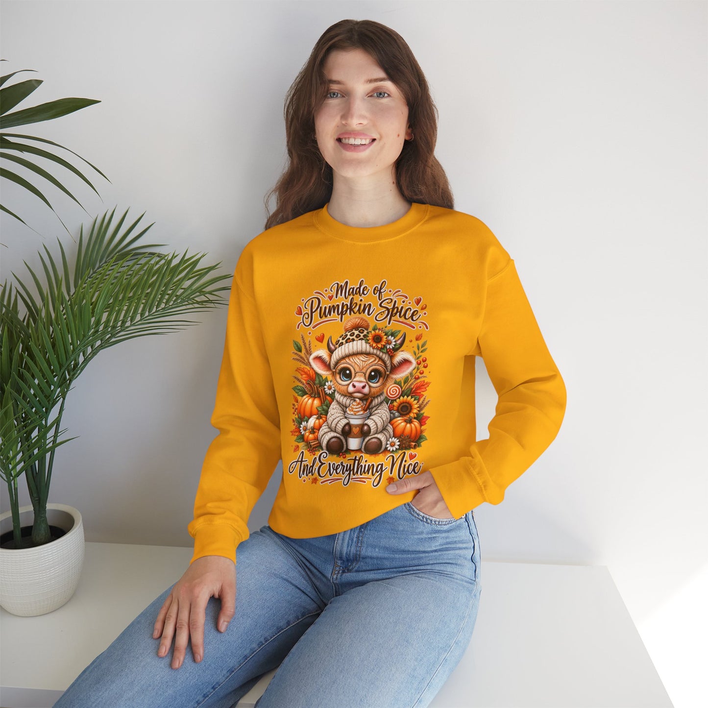 Pumpkin Spice Kitty Sweatshirt - Fall Cat Graphic "Make it Pumpkin Spice and Everything Nice"