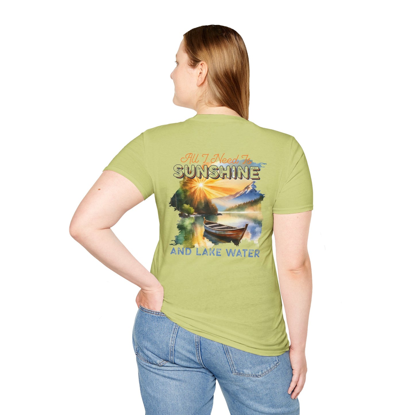 Sunshine & Lake Water Sunset T-Shirt — Boat on Lake View
